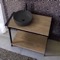 Console Sink Vanity With Matte Black Vessel Sink and Natural Brown Oak Shelf, 35